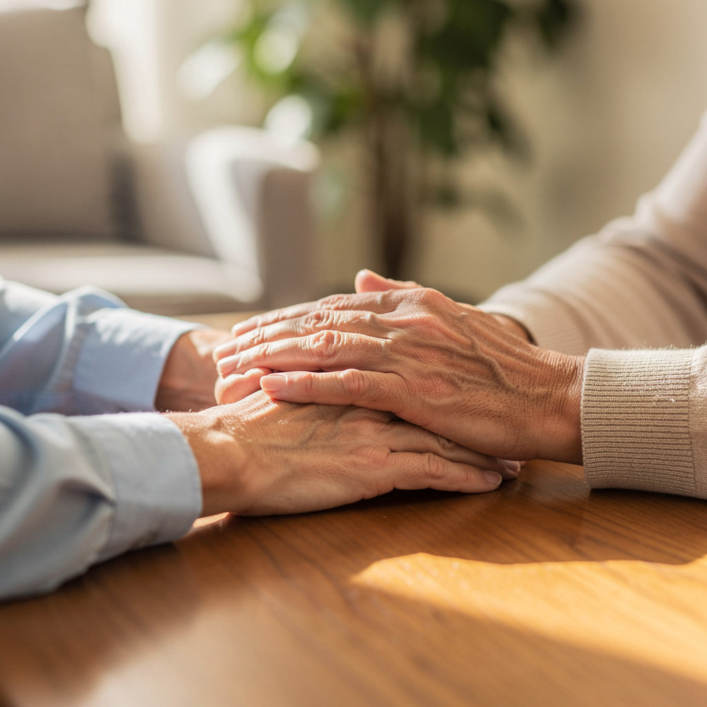 Mintry's Independent Living residents enjoying community and conversation in a bright, welcoming common area in San Diego